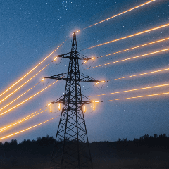 Image of a power line with electricity.